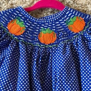 Pumpkin smocked dress 6M